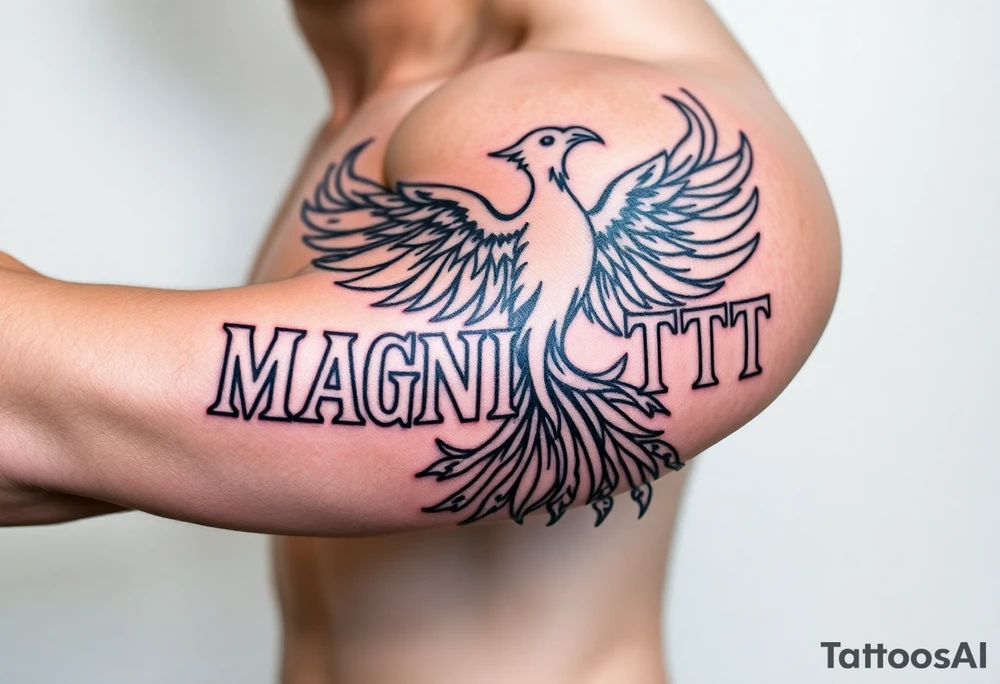 magnificent phoenix rising from golden flames with trailing embers tattoo idea