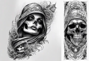 death theme full arm sleeve tattoo idea
