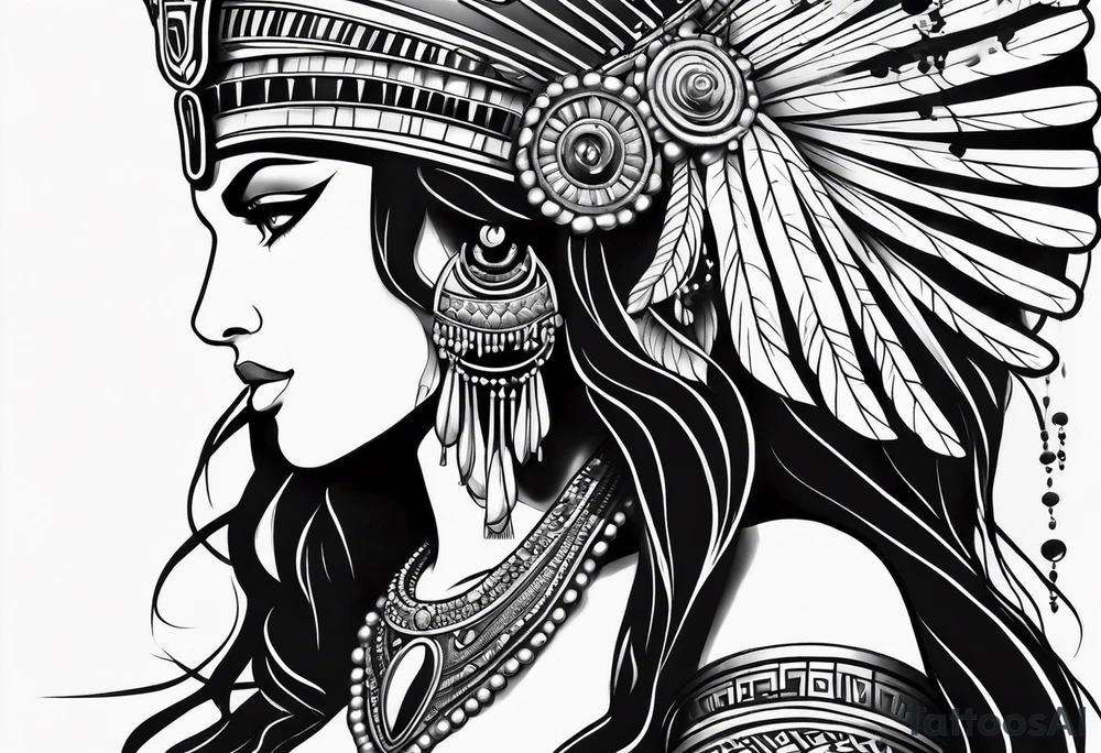 Cleopatra's face semi realism tattoo idea