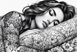 girl sleeping in a blank blanket 
full body tattoo idea