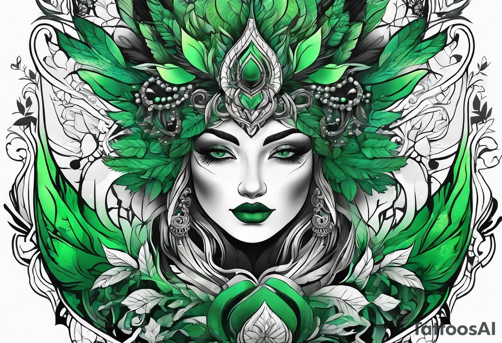 forest, green and black tattoo idea
