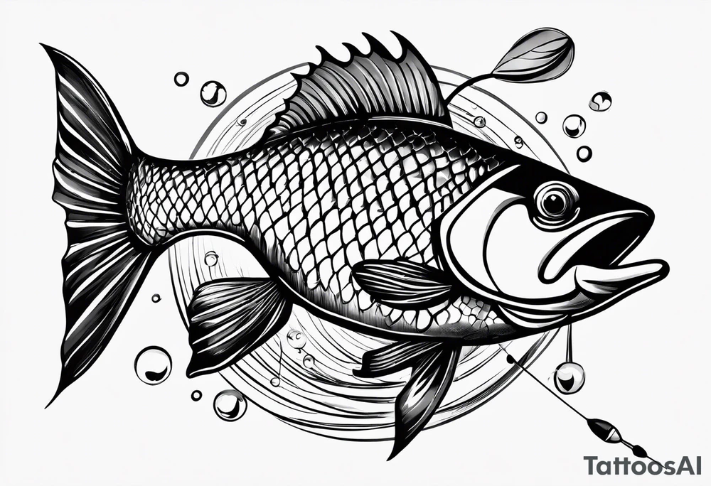 Fishingpole with memorium of a passed friend without a fish tattoo idea