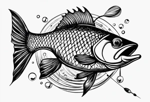 Fishingpole with memorium of a passed friend without a fish tattoo idea