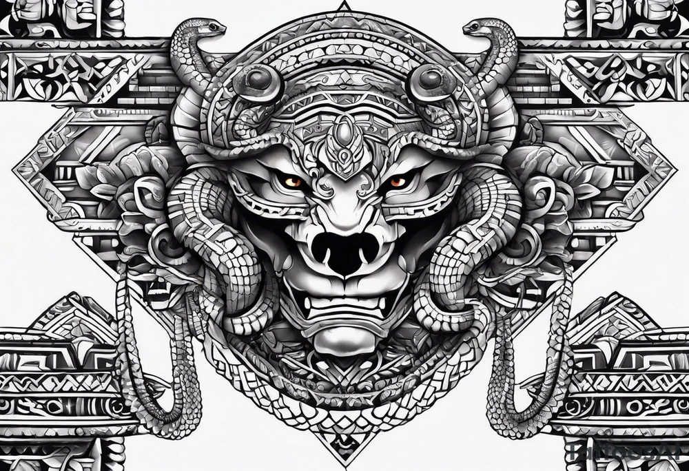 aztec snake sleeve tattoo idea