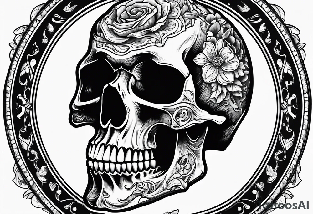 Skull eating pizza tattoo idea