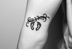 Tribal band with baby footprints tattoo idea