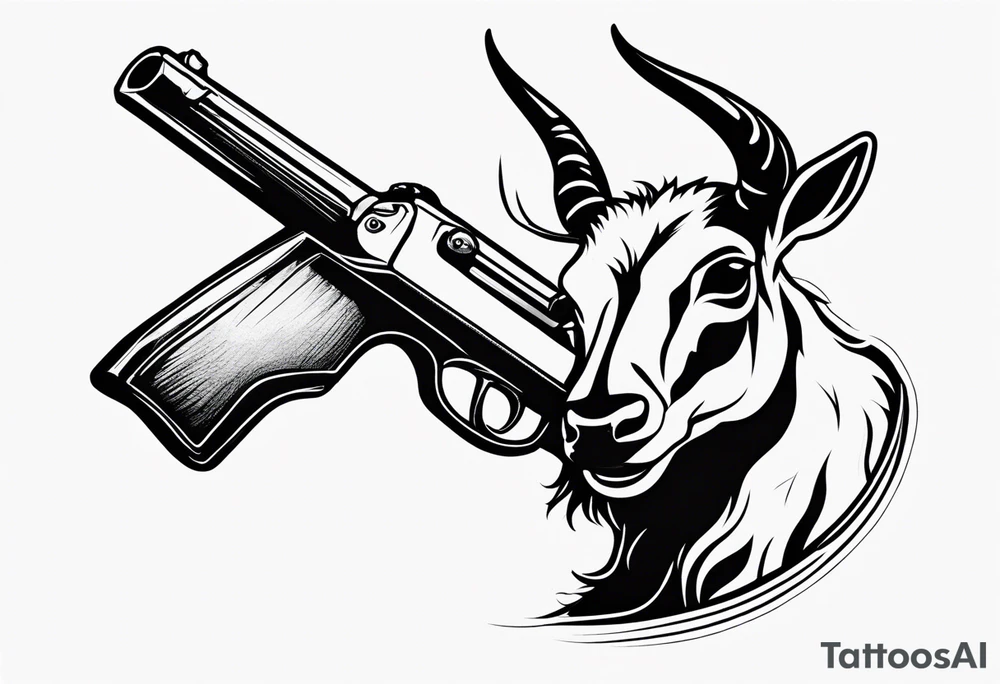 capricorn with sunglasses holding a shotgun tattoo idea