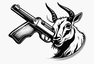 capricorn with sunglasses holding a shotgun tattoo idea