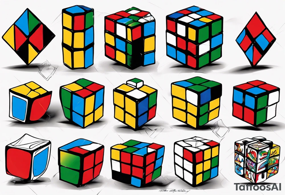 rubiks cube reprosenting perspective tattoo idea