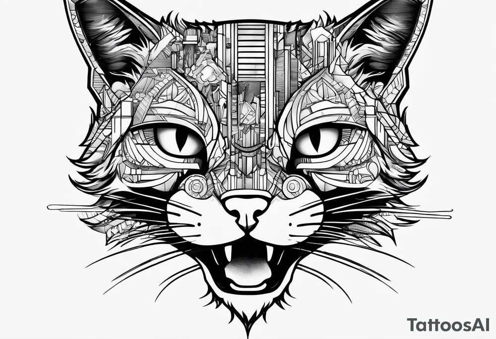 cyberpunk cat tattoo idea