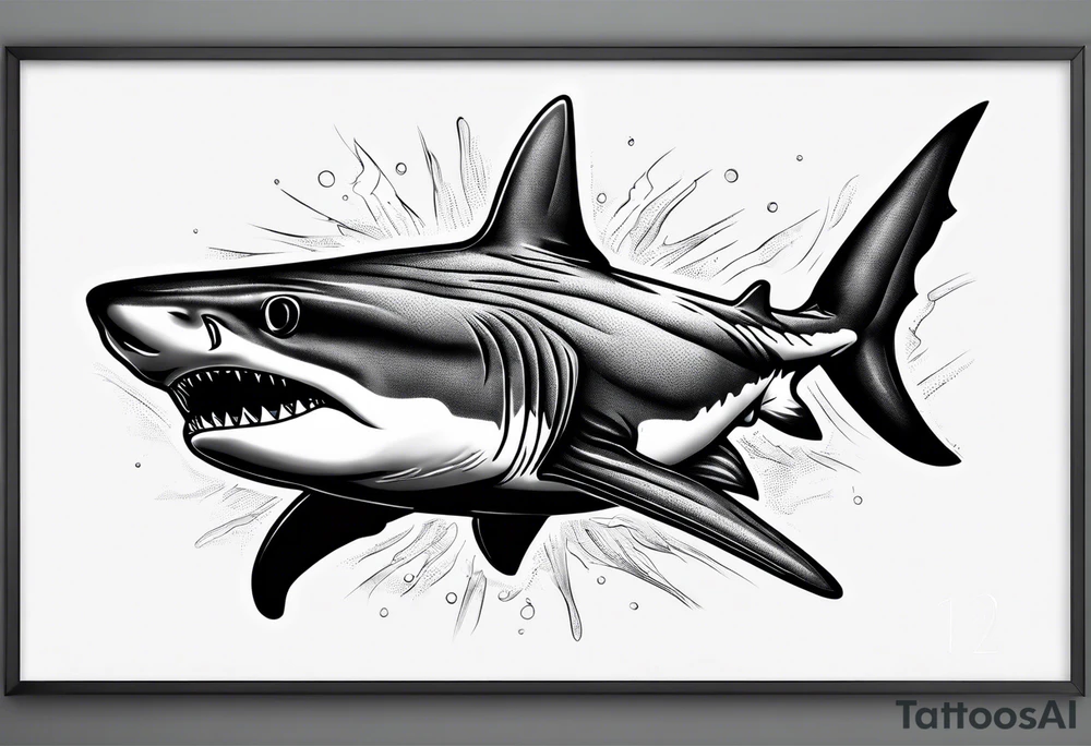 tiger shark with cool texture pattern top view tattoo idea
