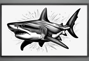 tiger shark with cool texture pattern top view tattoo idea