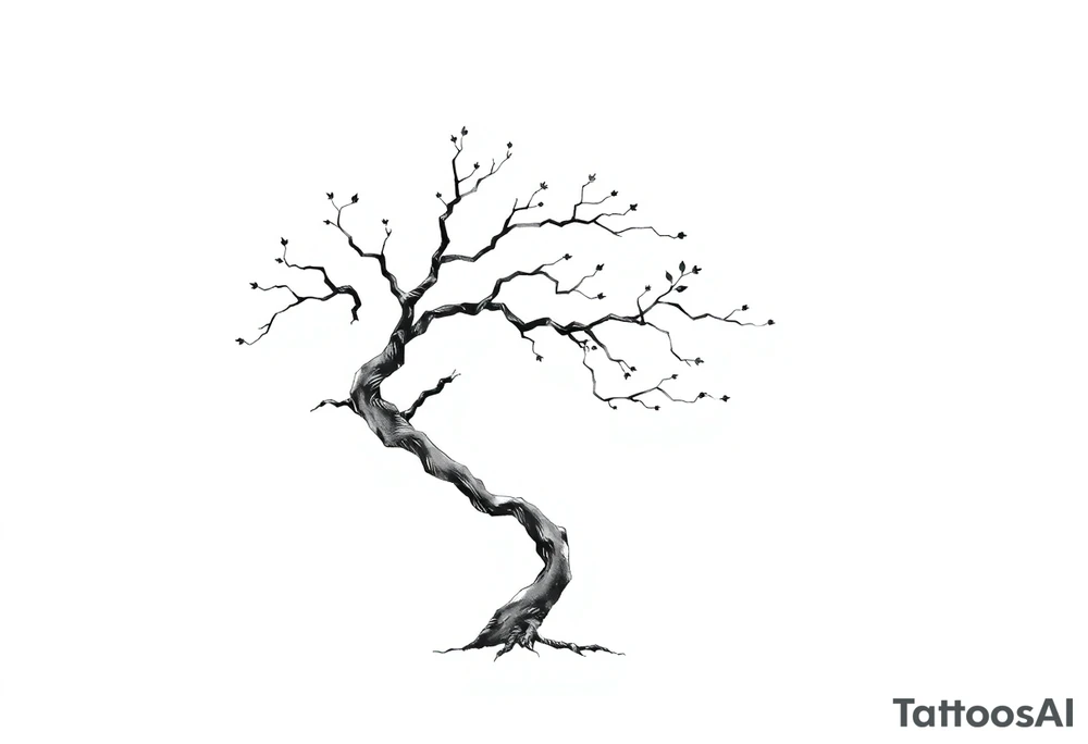 simple windy tree with date 02.18.1998 tattoo idea