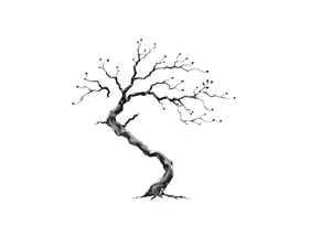 simple windy tree with date 02.18.1998 tattoo idea
