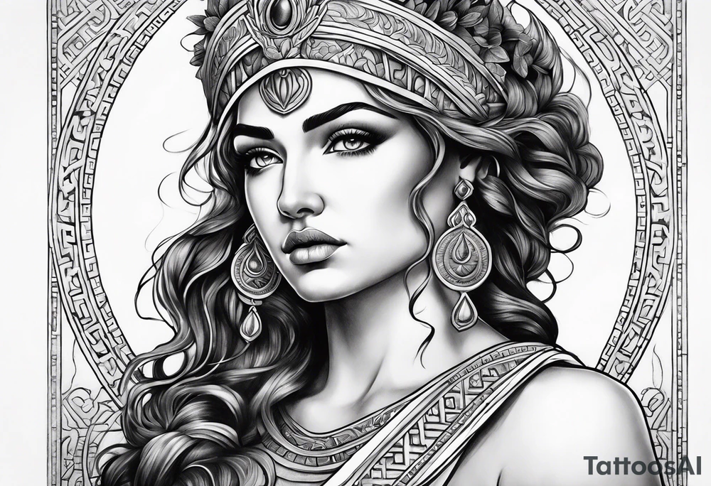 Beautiful greek goddess tattoo idea