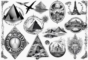 seven wonders of world all in one tattoo tattoo idea