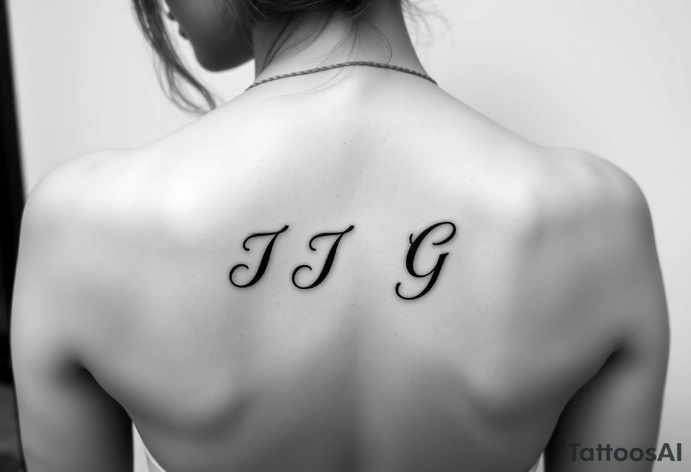 A woman has a tattoo on her rib in a delicate font - I J G tattoo idea