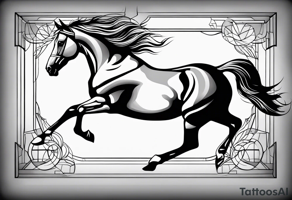 Horse drawn using simple lines tattoo idea