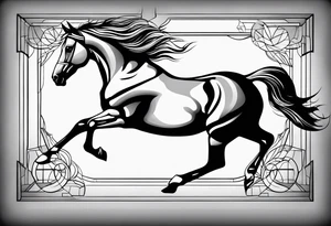 Horse drawn using simple lines tattoo idea