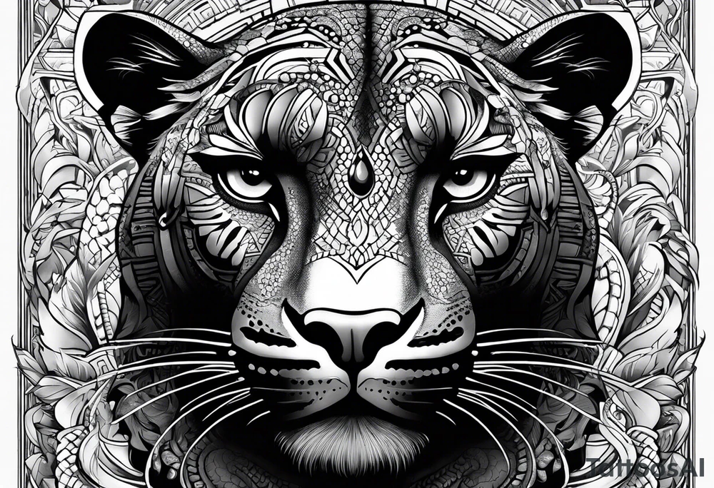 aztec black jaguar with snake tattoo idea