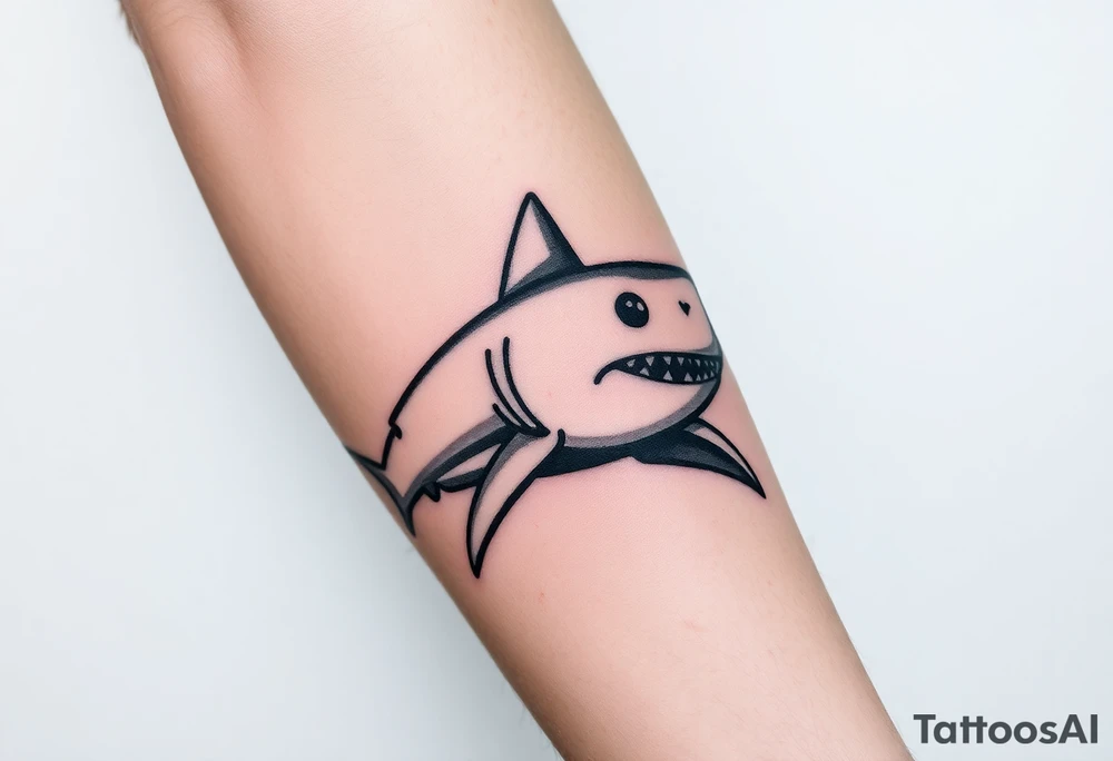 Masculine strong great white shark flowing forward in water tattoo idea