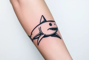 Masculine strong great white shark flowing forward in water tattoo idea
