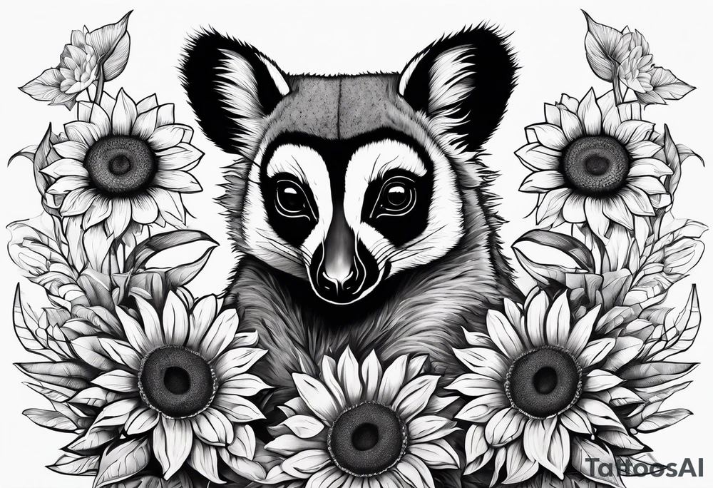 Lemur and sunflower tattoo idea