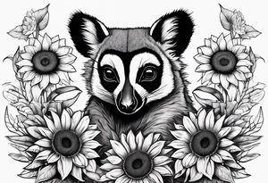 Lemur and sunflower tattoo idea