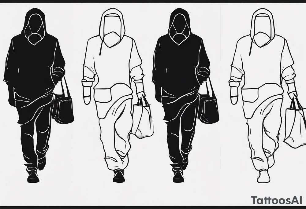 faceless, dark figures walking around tattoo idea