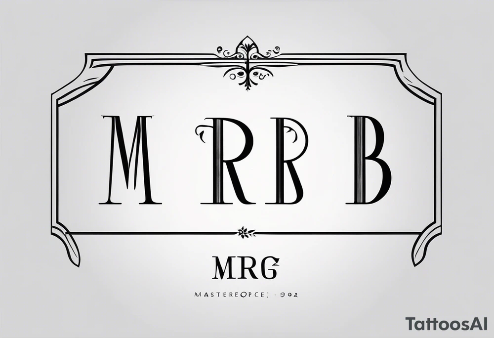 minimalist logo-style tattoo that consists of the letters 'MRBG'. simple and not too fancy, just the clean and bold letters arranged in a stylish way.  no figures such as people, animals, or objects tattoo idea