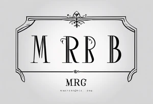 minimalist logo-style tattoo that consists of the letters 'MRBG'. simple and not too fancy, just the clean and bold letters arranged in a stylish way.  no figures such as people, animals, or objects tattoo idea