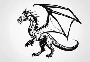 Silhouette modernist minimal wyvern tattoo idea