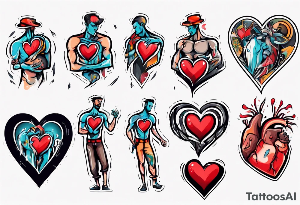 Man holding his heart tattoo idea