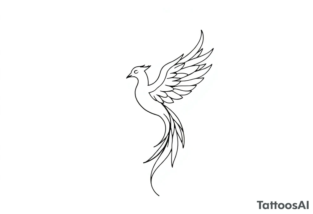 Fine line phoenix with line work tattoo idea