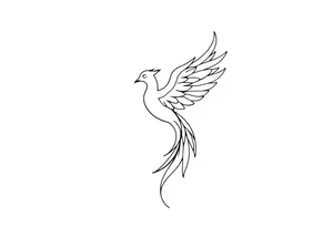 Fine line phoenix with line work tattoo idea