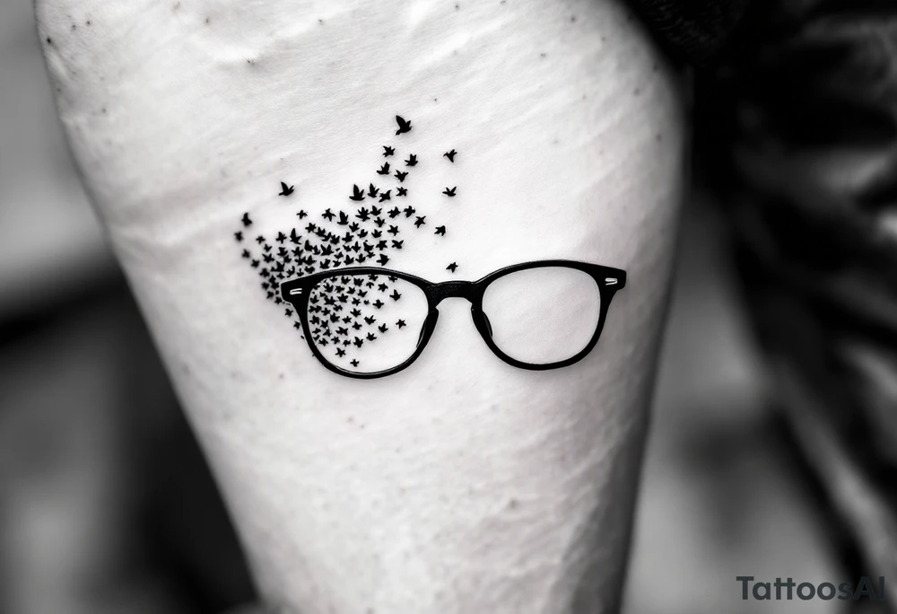 Glasses that turn into birds
The temples of the glasses smoothly turn into a flock of birds, which symbolizes freedom from the limitations that were previously caused by poor eyesight. tattoo idea