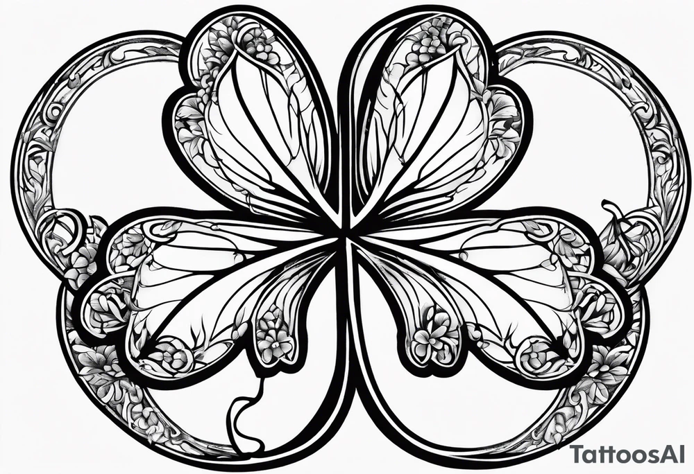 a single three leaf clover with vine, and the initial G in one leaf, T in another leaf, and a combined JK in the middle leaf tattoo idea