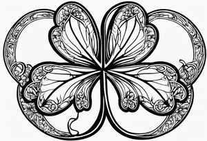 a single three leaf clover with vine, and the initial G in one leaf, T in another leaf, and a combined JK in the middle leaf tattoo idea
