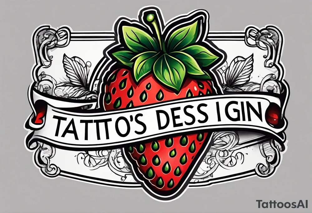 American traditional simple single  Strawberry with banner across it that says Pops tattoo idea