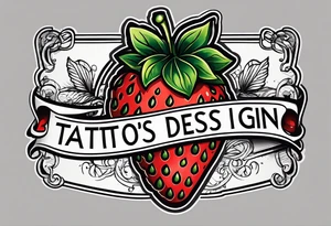 American traditional simple single  Strawberry with banner across it that says Pops tattoo idea