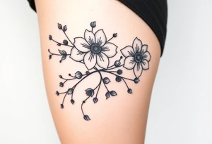 large florals with branches and berries tattoo idea