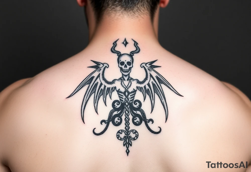 A simple tramp stamp that says Property of Chrys Hecate tattoo idea