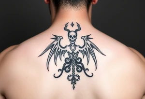 A simple tramp stamp that says Property of Chrys Hecate tattoo idea