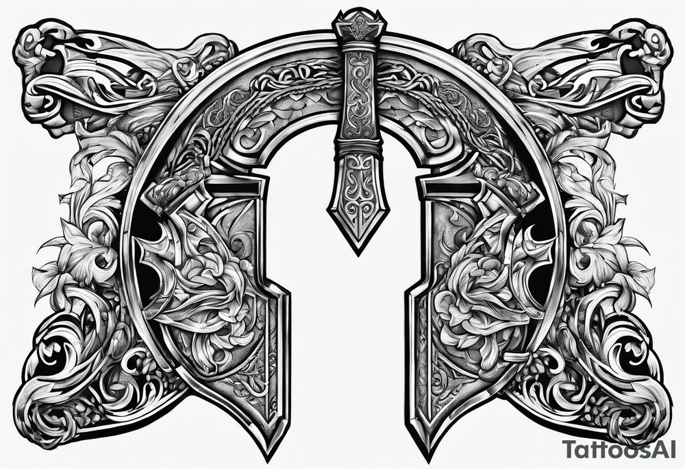 Valhalla gates sword  axe tattoo idea