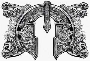 Valhalla gates sword  axe tattoo idea
