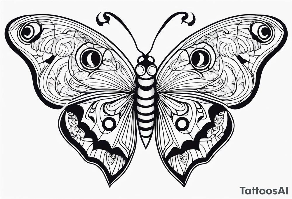 butterfly wings with scary eyes pattern tattoo idea
