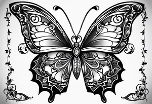 tattoo with 2 medium sized butterflies and the name keonne under it tattoo idea
