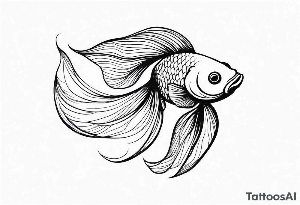 “Create a delicate tattoo of a goldfish swimming in a wave, emphasizing its flowing fins and graceful movement. tattoo idea