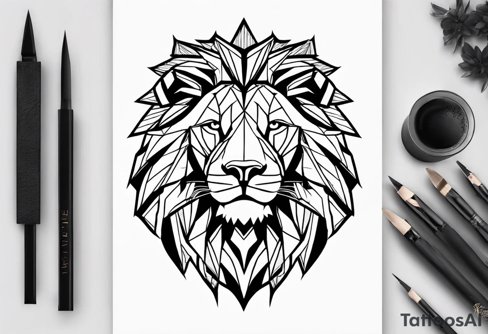 geometric lion tattoo tattoo idea
