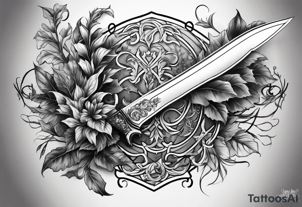 A Rapier blade down my spine with leafy vines surrounding the blade tattoo idea